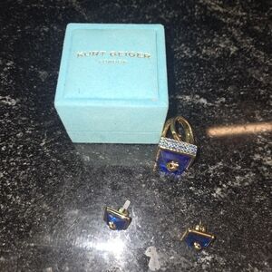 Kurt Geiger Blue and Gold Women's Jewelry Set Ring Amd Matching Earrings Set